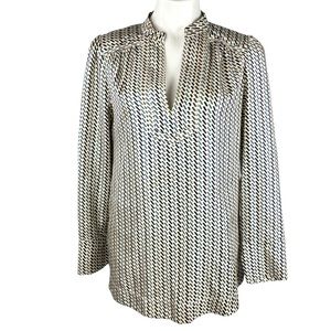 Tory Burch Silk Tunic | Women Sz. 8 | Cream \ Blue